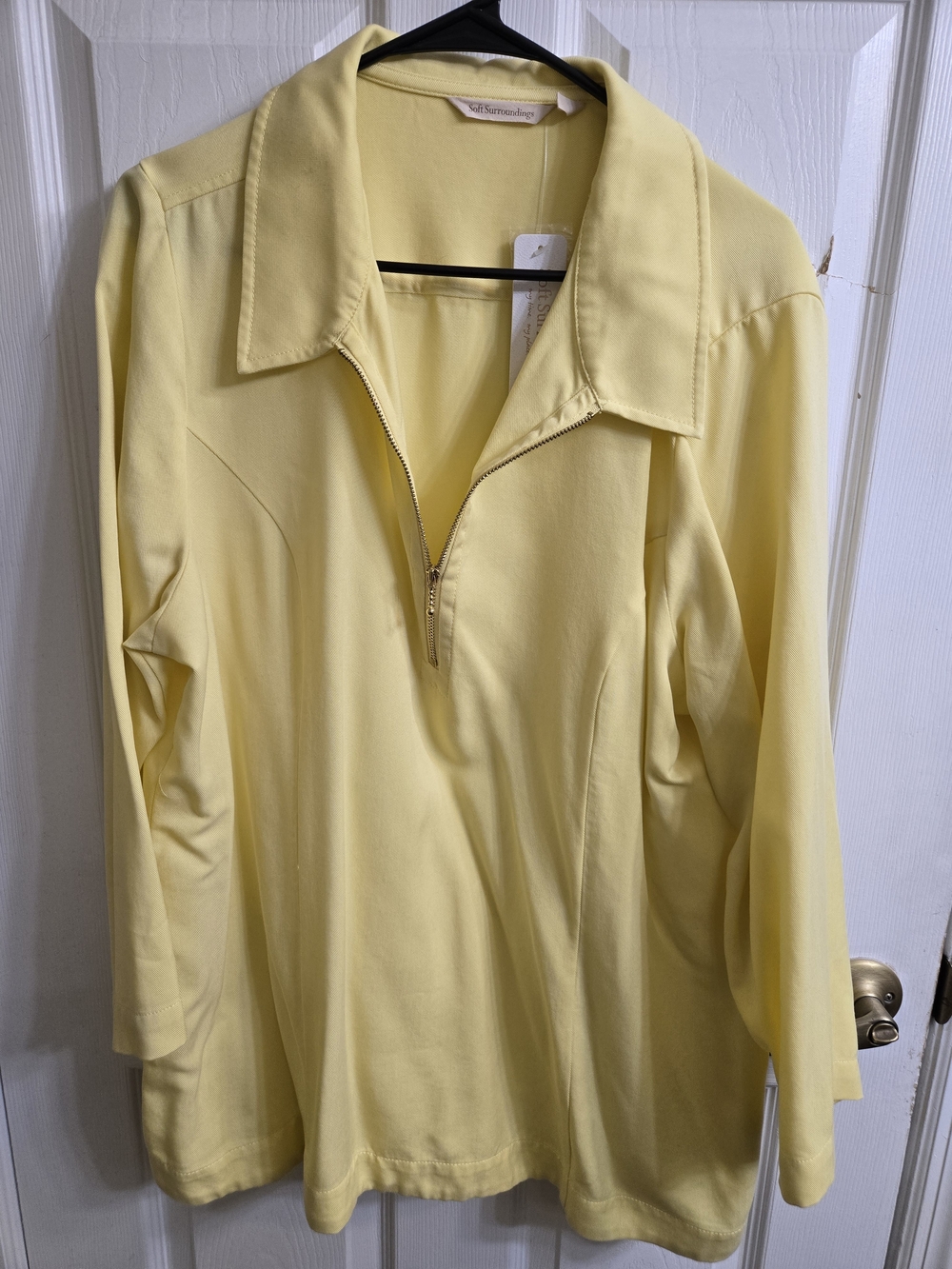 Soft Surroundings Pale Yellow Zip-Front Pullover